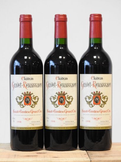 3 bouteilles 
Château Gravet-Renaissance...