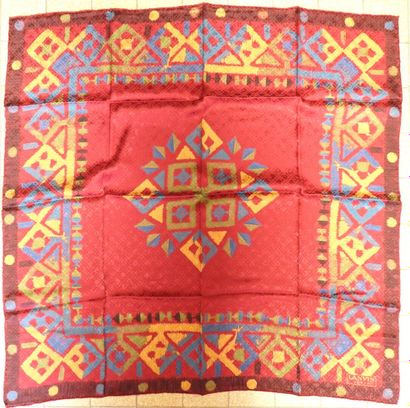 LANVIN
Hand-rolled silk square in burgundy,...
