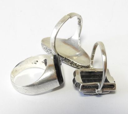 Lot of 3 rings in 925 sterling silver, one...