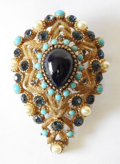 TRIFARI - SPHINX
Drop-shaped brooch in gilded...