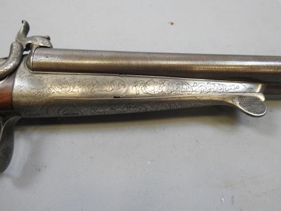 Fusil à broche, calibre 24. Canon damas marqué...