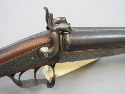 Fusil à broche, calibre 16. Canon Damas....