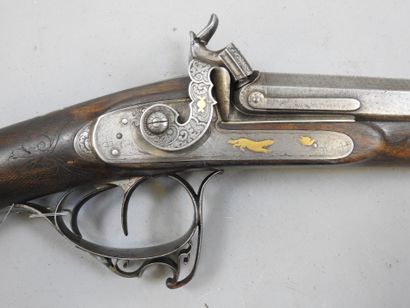 Fusil à piston LIEGEOIS, calibre 14. Platines...