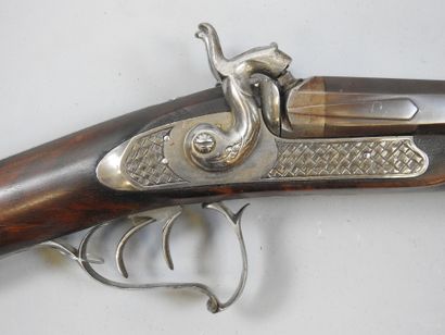 Fusil à chiens extérieurs, calibre 16. Canon...