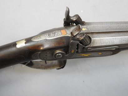 Fusil à piston LIEGEOIS, calibre 14. Platines...