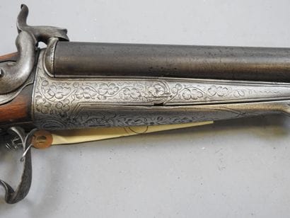 Fusil à broche, calibre 16. Canon Damas....