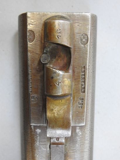 Fusil à broche, calibre 24. Canon damas marqué...