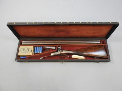Fusil à broche, calibre 24. Canon damas marqué...