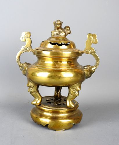 BRULE PARFUM en bronze et laiton doré reposant...