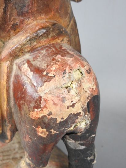 CHINA: Carved wooden reliquary horseman painted...