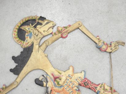 INDONESIA: Two Wayang Kulit puppets in painted...