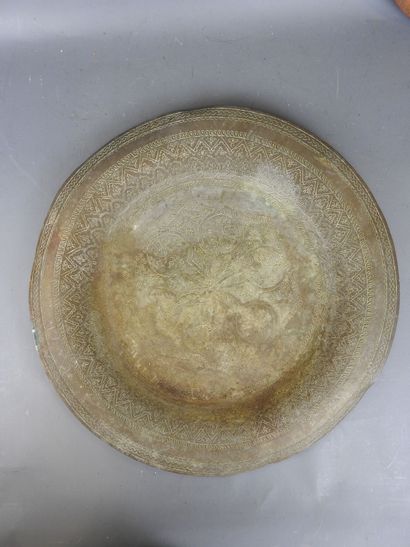 NORTH AFRICA: Two red and yellow copper dishes...