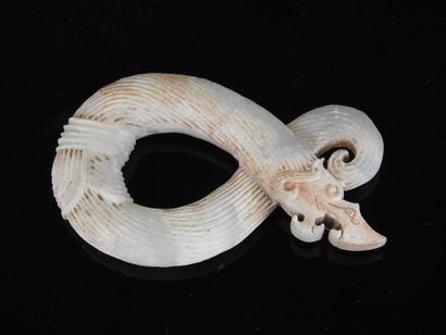 CHINA: White nephrite sculpture of a dragon...