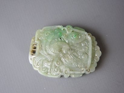 Shaded jade pendant carved with phoenix....