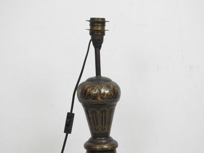 Black metal baluster-shaped LAMP with gilded...