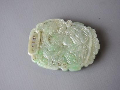 Shaded jade pendant carved with phoenix....