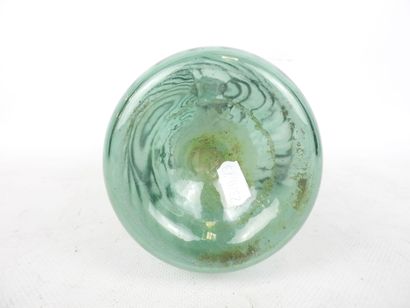 VASE in blue glass paste with oblique marbling....
