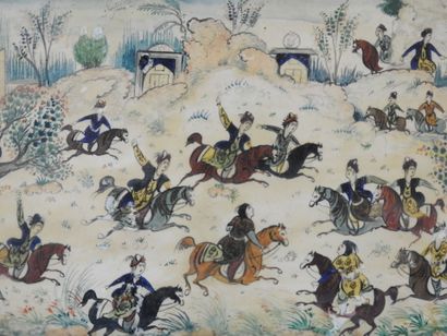 KADJAR : Scène d'invasion. Huile sur plaquette....