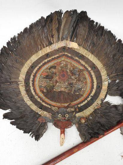 CHINA: Two large parade fans, the handle...