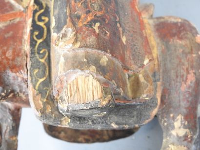 CHINA: Carved wooden reliquary horseman painted...