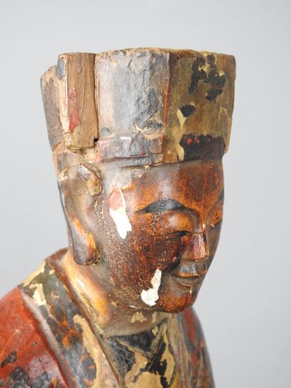 CHINA: Carved wooden reliquary horseman painted...