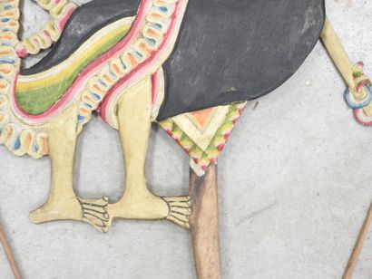 INDONESIA: Two Wayang Kulit puppets in painted...