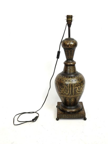 Black metal baluster-shaped LAMP with gilded...