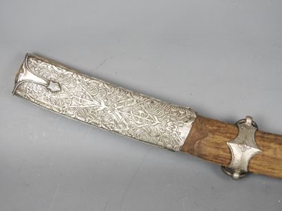 FOURREAU de sabre, âme en bois appliqué en...