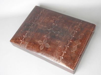 MAURITANIA: Wooden and leather jewelry box...