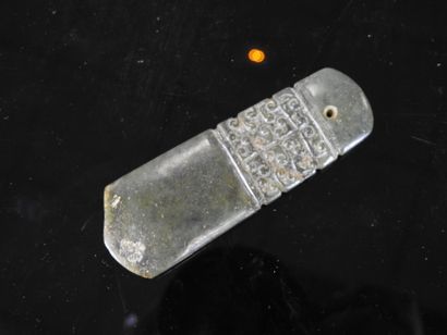 CHINA: Carved jade pendant. 8.5 x 3 cm.