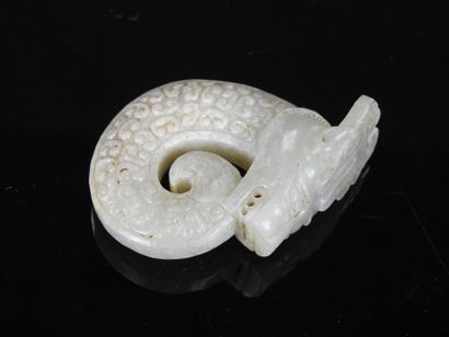 CHINA: Carved white jade pendant sculpture...