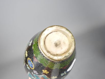 Metal and cloisonné enamel vase with floral...