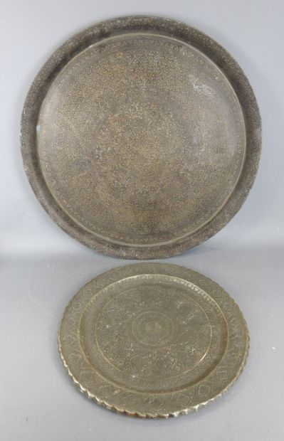 NORTH AFRICA: Two silver-plated copper trays...