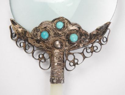 FACE A MAIN magnifying glass, jade handle,...