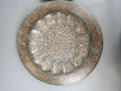 PERSIA: Two silver-plated copper dishes,...