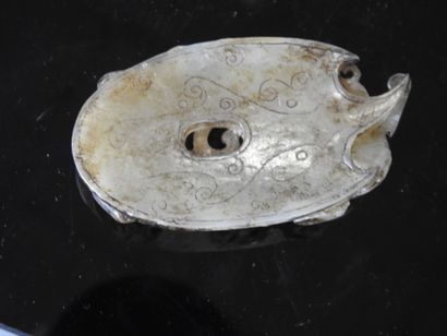 CHINA: Carved jade plate decorated with Fô...