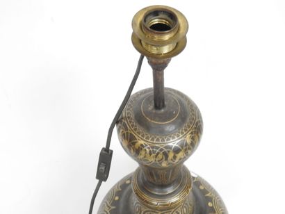 Black metal baluster-shaped LAMP with gilded...