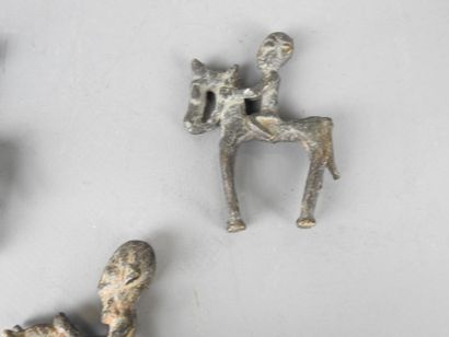 DOGON, Mali: Three bronze statuettes of horsemen....