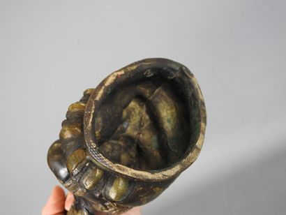 ASIE : Bouddha en bronze doré. H. 21,5 c...