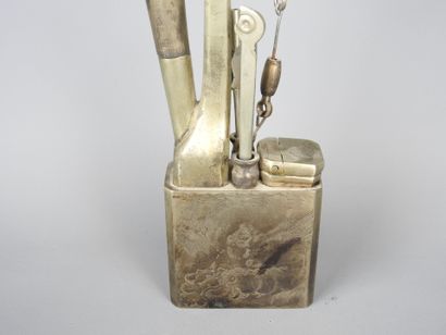 CHINA: Silver-plated water pipe with chased...