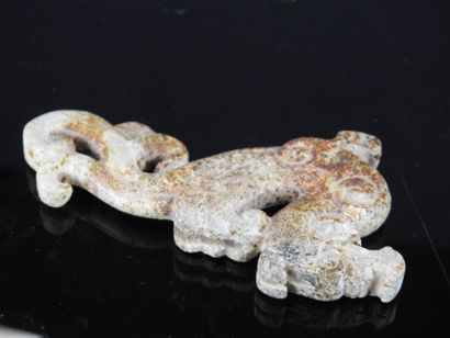 CHINA: Hard stone sculpture of a dragon....