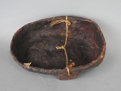 HIMALAYA: Boiled cardboard dance mask inlaid...