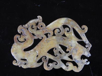 CHINA: Jade sculpture with carved and openwork...