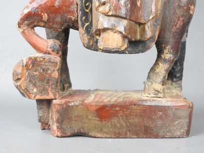 CHINA: Carved wooden reliquary horseman painted...
