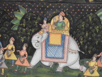 INDE, PERSE : Cortège de dignitaires. Gouache...