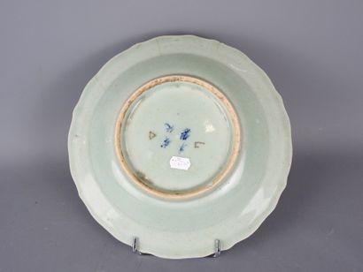 CHINA: Celadon ceramic scalloped rim plate...