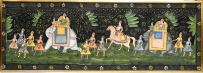 INDE, PERSE : Cortège de dignitaires. Gouache...