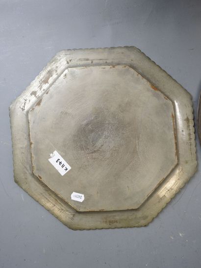 PERSIA: Two silver-plated copper dishes,...