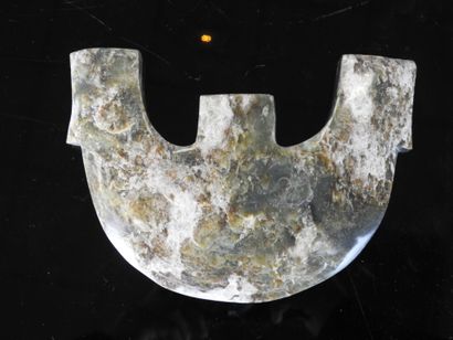 CHINA: Carved jade three-panel plate with...
