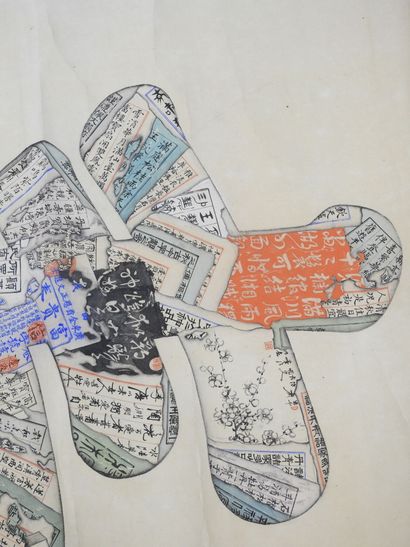 KAKEMONO : Peinture sur rouleau à l'encre...